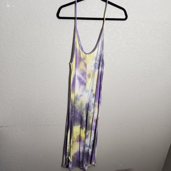 21 Saints Jumpsuit Womens Small Spaghetti Straps Tie-Dye Purple Yellow - Picture 5 of 15